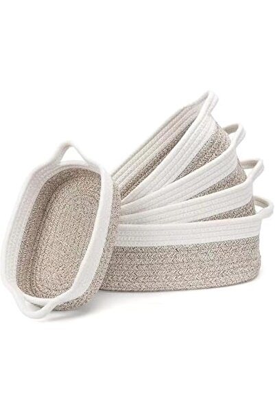 The Bros مجموعة سلال تخزين منسوجة من 5 قطع - صناديق من الحبال القطنية للرفوف ...