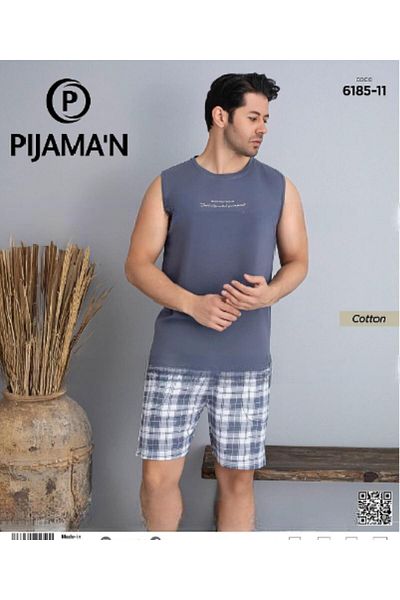 Pijamoni Мъжки комплект пижама с кръгло деколте и без ръкави 6185/11 - 1 част