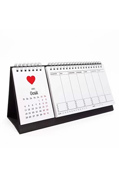 bi'aldım Kırmızı Kalpli Haftalık Planlama 2026 Takvim