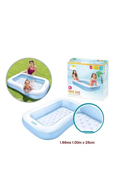 Intex Rectangular Inflatable Foldable Portable Lightweight Swimming Pool 166x100x25cm