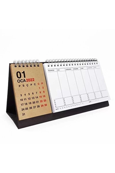 bi'aldım Haftalık Planlayıcı 2026 Masa Takvimi Siyah Kraft