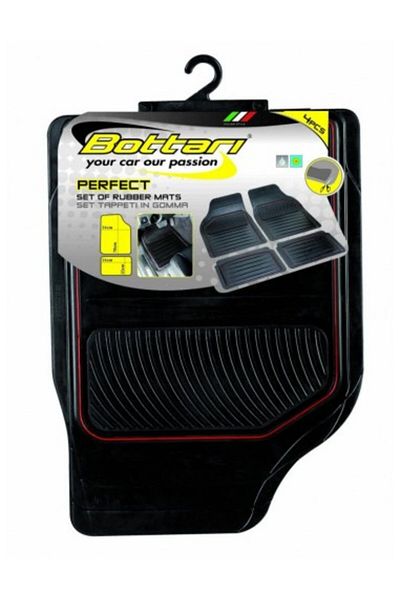 Bottari Set de 4 covorașe universale din cauciuc „PERFECT” Negru/Roșu