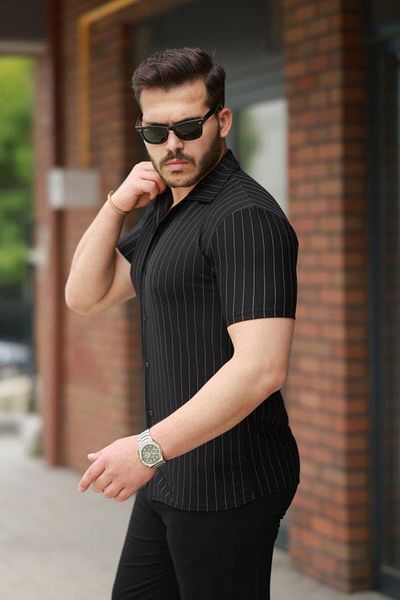 modamtn Men's Short Sleeve Striped Shirt