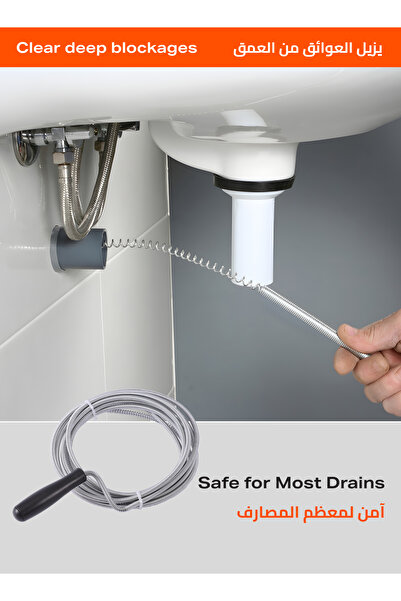 Lawazim 3-Pack 3m Flexible Drain Snake Clog Remover for Sink, Bathtub, Shower & Floor Drains