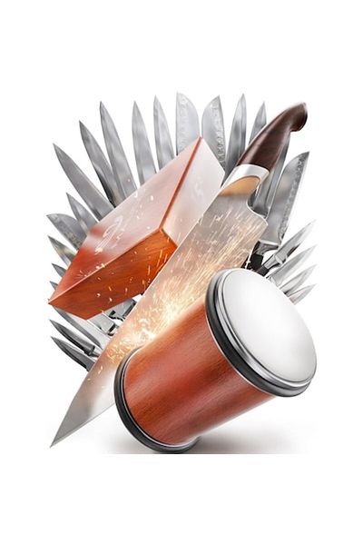 PRIMEDEO Ascuțitor de cuțite profesional PRIMEDEO, acoperit cu diamant, magnetic, 2 granulații (400/1000), 15° și 20°