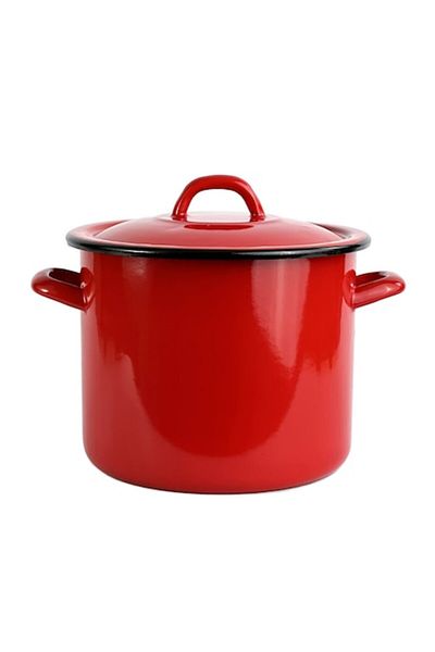 Emailul Medias Enameled Pot with Lid, 6 Liters, 21 cm Diameter, Red