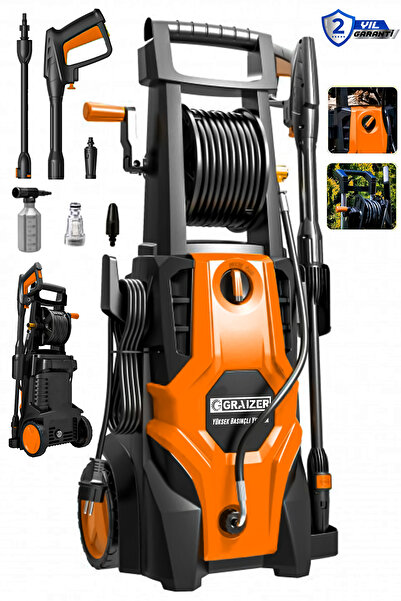 Graizer GR-T-180 Çelik Şanzuman Musluk Ve Kovadan Çekme Yüksek Basınçlı Bahçe Oto Yıkama Makinesi
