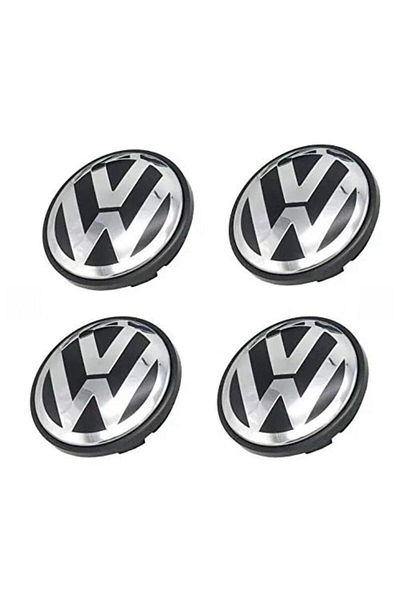 VW Set 4 Capace Roți 65mm Volkswagen pentru jante aliaj Negru Argintiu