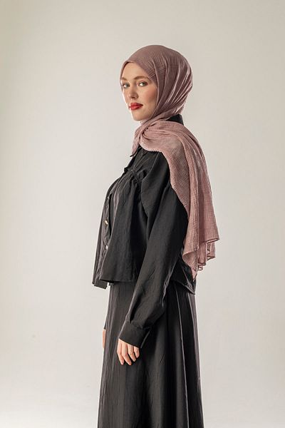 FLEUR SOİE Dama Pattern Dry Rose Muslin Shal