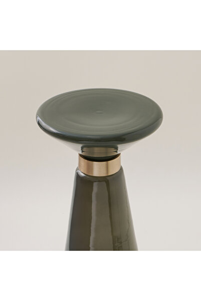 homez glass side table in green 27*56cm