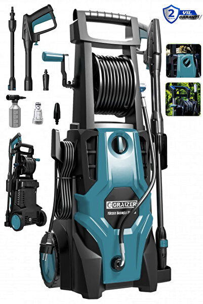 Graizer GR-M-180 Çelik Şanzuman Musluk Ve Kovadan Çekme Yüksek Basınçlı Bahçe Oto Yıkama Makinesi