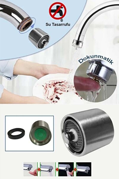 Genel Markalar Tasarruflu Bas Çek Musluk Ucu Dokunmatik Tasarruflu Perlatör 2...