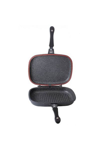 OEM Double Frying Pan, 30 cm Diameter, Silicon Gasket, Black + Cotton Bread Basket