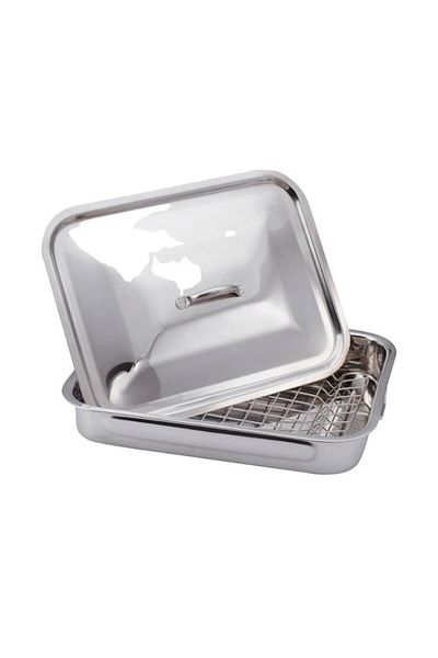 OEM Set 2 x Tava din Inox, pentru Cuptor, cu Grill si Capac, 37 x 28 x 6 cm, Grunberg