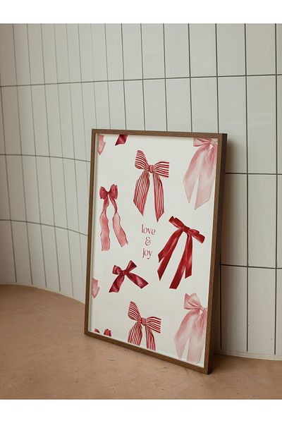 studio duha Love&Joy - Frameless Painting with Red and White Ribbon - Pinterest Manifest Poster