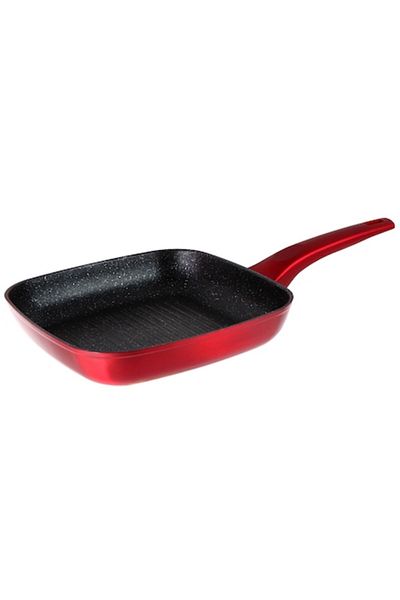 OEM Grill Pan Cast Aluminum, Marbled Interior, 28x28 cm, Red