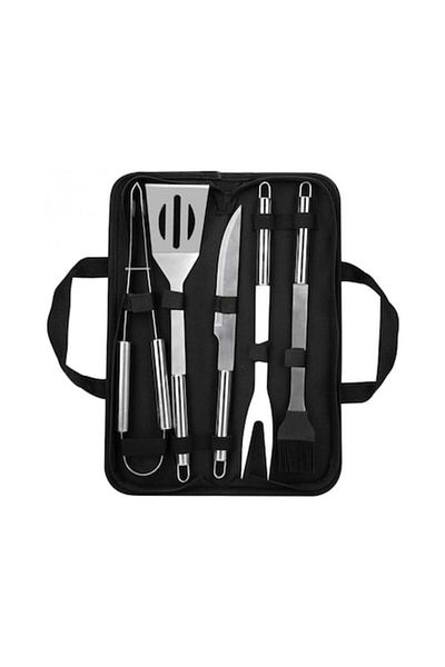 OEM Set de ustensile pentru grătar, 5 piese, oțel inoxidabil, NMUG5PSVIC, argintiu