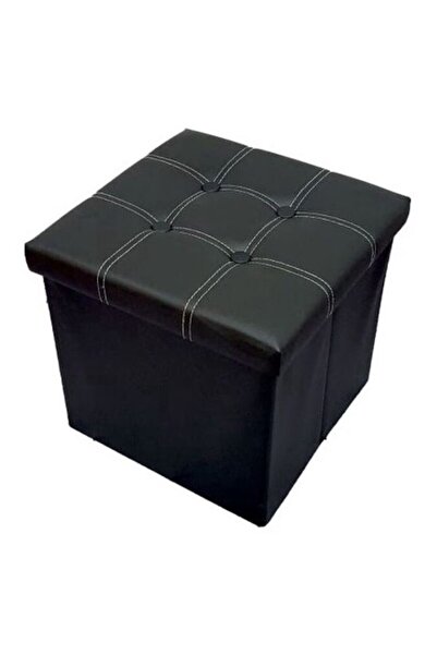 OEM Folding Ottoman SULTAN, Faux Leather, Storage Space, 38x38 cm, Black