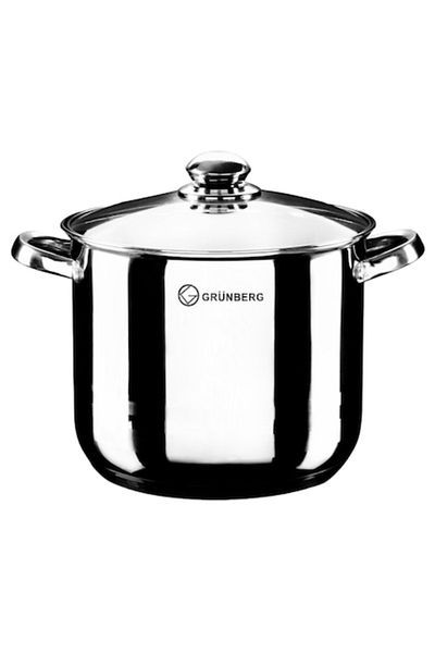OEM Set 2 x Stainless Steel Pot with Glass Lid, 11 l, Grunberg Gr2126