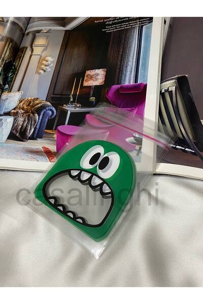 CASALINGHI Monster Patterned Green Adhesive Gelatin Bag Gift 10X15 cm (Including Cover) - 50 Pieces
