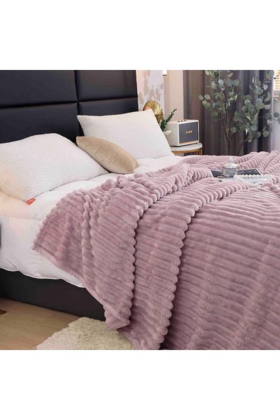 JOJO HOME Patura Cocolino Pufoasa, 200x230cm, Efect 3D, Roz Pudra