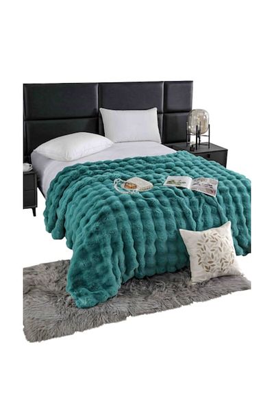 OEM Pătură de lux pentru pat dublu cu fermoar, blană artificială de iepure, 2 persoane, MS STAR, 200x230cm, Dar