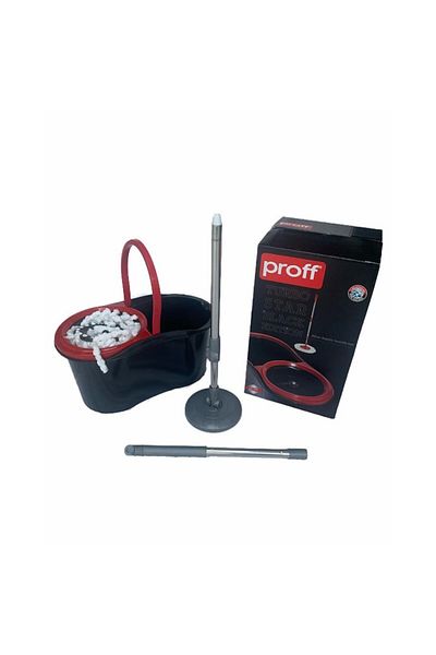 Proff Set Galeata Cu Storcator Prin Apasare Manuala, Fara Pedala, si Mop Rotativ 100% Microfibra, 13L, Neg