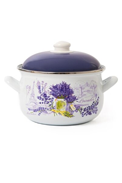 OEM Set 2 x Cratita Emailata cu Capac, Lavanda, 18 cm, 2.1 l, Grunberg