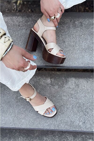 I Love Shoes Opexda Matte Leather Beige Platform Heeled Shoes