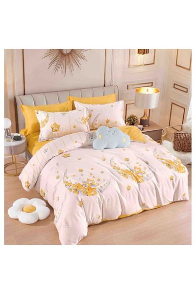 OEM Elegant Double Bed Linen Set with 6 Pieces, Cotton Finet, Elastic Sheet 180x200cm, 4 Pillowcases, Du