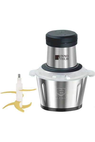 INNOTECH 3L Food Chopper – 500W Copper Motor, 6 Titanium Blades, SS Bowl, Golden Steel, BS Plug, 220–240V