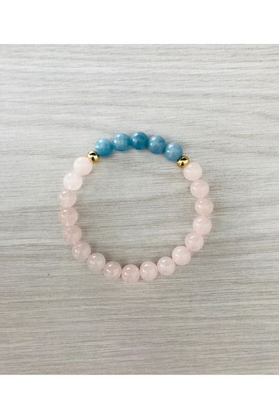 MK tasarım Real Pink Quartz, Blue Quartz Stone Bracelet Mk100153