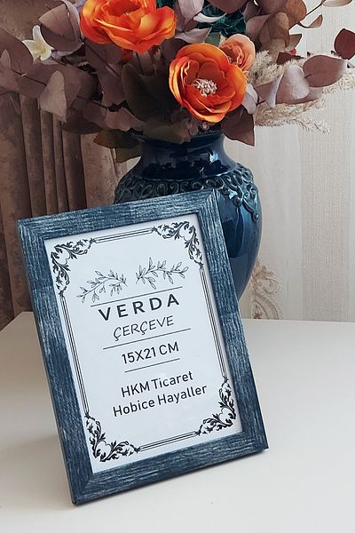Verda Çerçeve Κορνίζα 15x21 cm! Διακοσμητικό πλαίσιο επιφάνειας εργασίας με γυαλί PVC με ξύλινα πόδια!