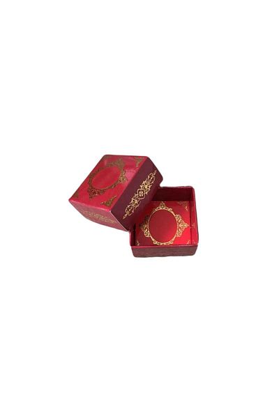 TT Tahtakale Toptancıları Complete Cardboard Box Palace Pattern Gold Gilding 4X4X2 cm (50 Pieces) Claret Red