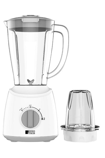 INNOTECH 2-in-1 Blender with Grinder, 1.5L Plastic Jug, 400W Motor, Stainless Steel Blades, 2 Speed + Pulse