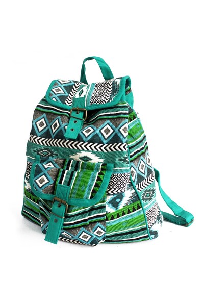 Cotomag Rucsac motive etno, Verde, Bumbac, 28 x 32cm