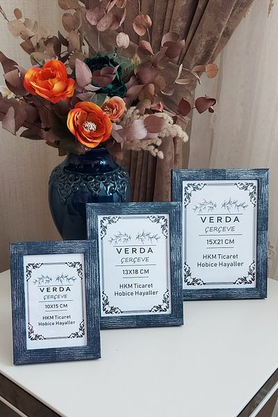 Verda Çerçeve Σετ 3! Κορνίζα 10x15, 13x18 cm και 15x21 cm! Διακοσμητικό πλαίσιο με γυαλί PVC με ξύλινα πόδια!