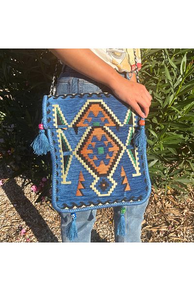 Cotomag Kilim Messenger Bag, Contemporary Pattern 35 x 30 cm