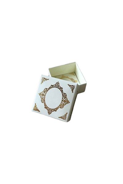 TT Tahtakale Toptancıları Complete Carton Box Palace Pattern Gold Gilding 4X4X2 cm (50 Pieces) Cream