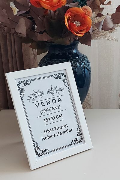 Verda Çerçeve Κορνίζα 15x21 cm! Διακοσμητικό πλαίσιο επιφάνειας εργασίας με γυαλί PVC με ξύλινα πόδια!