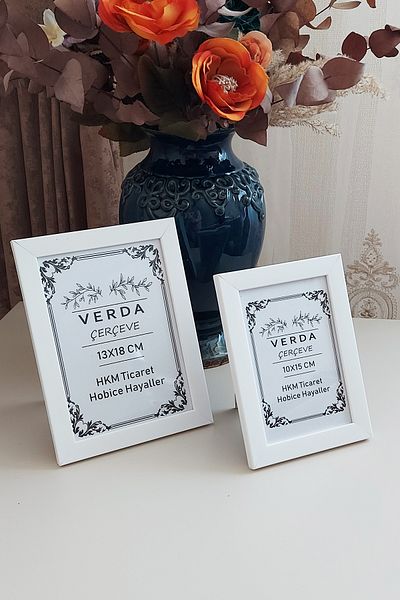 Verda Çerçeve Κορνίζα 2 τεμαχίων 10x15 cm και 13x18 cm κορνίζα φωτογραφιών! Διακοσμητικό πλαίσιο με γυαλί PVC με ξύλινα πόδια!