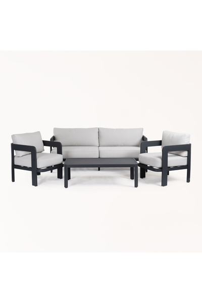 homez patio set 4pcs aluminum frame, olefin fabric cushions, black