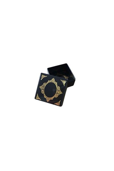 TT Tahtakale Toptancıları Complete Carton Box Palace Pattern Gold Gilding 4X4X2 cm (50 Pieces) Black