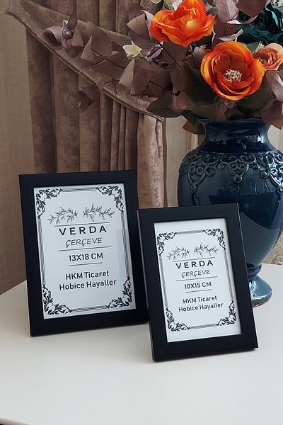 Verda Çerçeve Κορνίζα 2 τεμαχίων 10x15 cm και 13x18 cm κορνίζα φωτογραφιών! Διακοσμητικό πλαίσιο με γυαλί PVC με ξύλινα πόδια!