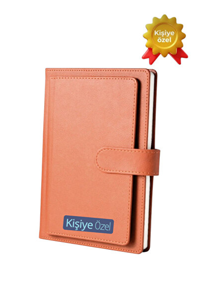 Copyder Taba Deri sert kapaklı Kişiye Özel İsimli Cüzdan Bölmeli Defter