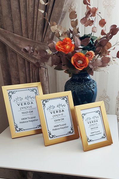 Verda Çerçeve Σετ 3! Κορνίζα 10x15, 13x18 cm και 15x21 cm! Διακοσμητικό πλαίσιο με γυαλί PVC με ξύλινα πόδια!