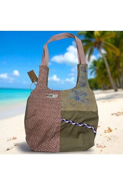 Old Cotton Vintage Colorful Shabby Ethnic Medium Size Beach Casual Women's Shoulder Bag 34 cm X 37 cm
