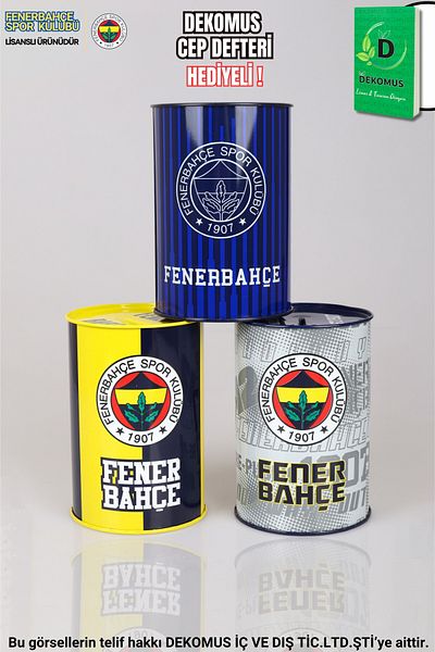 Fenerbahçe "Dekomus Pocket Notebook with Gift" New Season Licensed Single Large Size Metal Savings Bank