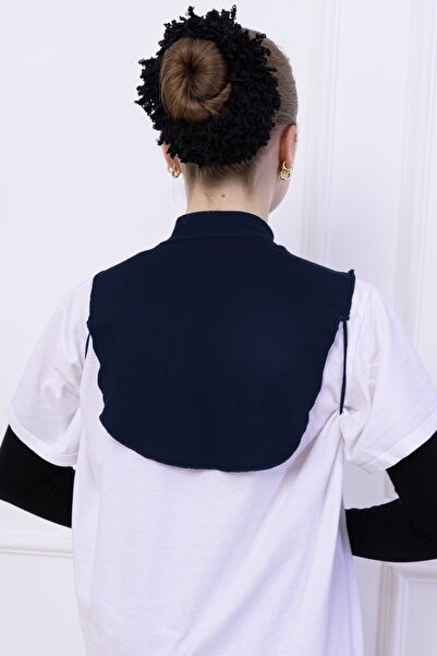 Loggia Γιακάς ζιβάγκο Navy Blue - Γυναικείο Χιτζάμπ Χτενισμένο Βαμβακερό Μισό Σώμα Hijab Προσευχής