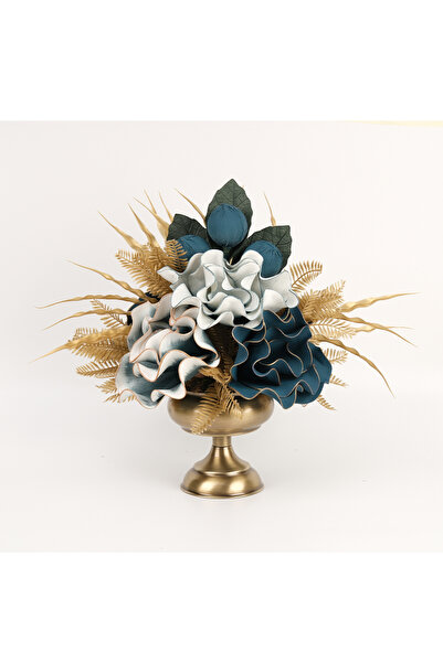 TASARIMHMODA Yapay Çiçekli Antik Küçük Ayak Vazo No:5